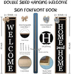 Surfapans Outdoor Welcome Sign for Front Porch 2 Sided 45"X9" Wood Black - Image 2