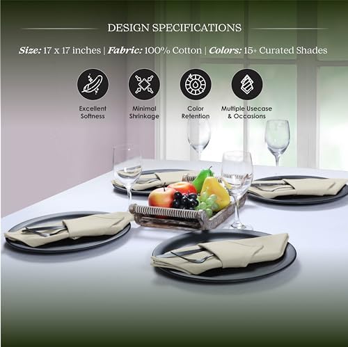 Multi Color Cloth Napkins 17x17 Inch - Set of 12-100% Cotton, Washable - Perfect Hotel Quality Napkin for Table, Dinner, Weddings, Everyday Dining - Ivory, Mint Green, Forest Green - Image 7