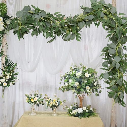 2 Pack Artificial Eucalyptus Garland Each 6.5 FT Faux Greenery Garland for Wedding Mantle Table Runner DIY Garlands Decor - Image 5