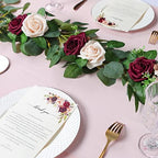 PONATIA 6FT BurgundyArtificial Flowers Eucalyptus Garland - Image 2