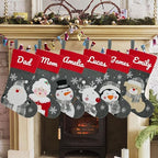 Set of 6, 18" Dia Personalized Gray Christmas Stockings with Embroidery Names, with Holders,Quality Thick Fleece Material Stockings for Family Décor(Set of 6-A) - Image 4