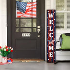 4th of July Patriotic Porch Sign 47.2",USA 250th Anniversary Wooden Welcome Sign, Red Blue Vertical Front Porch Decor for Outdoor Patio, Garden Entryway - Image 5