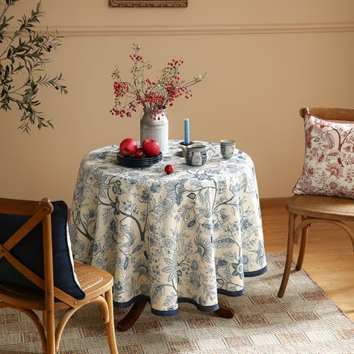 ISAENNE Designer Vintage Round Elegant Tablecloth,Diameter 55" - Image 3