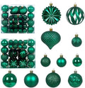 Christmas Tree Balls Ornaments Set, 48 Pcs Shatterproof Plastic Decorative Baubles Shiny Hanging Ball Ornaments for Xmas Tree Holiday Party Wedding Decoration, Emerald Green by Unknown
