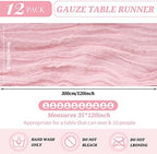 12 Pack Cheesecloth Table Runner 35 x 120 inch Long Boho Cheese Cloth Gauze Table Runners Semi Sheer Table Runner for Wedding Decor, Bridal Shower, Birthday Party (Light Pink) - Image 2