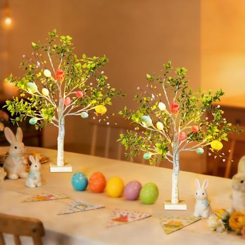 Easter Decoration Set, 27-inch Easters Egg Tree with LED Lights, Perfect for Spring and Easter Decorations, can be Used as a Tabletop Bonsai-Style Illuminated Artificial Tree or a Festive Centerpiece - Image 3