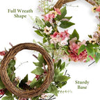 20 Inch Fall Wreath for Front Door Artificial Hydrangea Wreath - Image 3