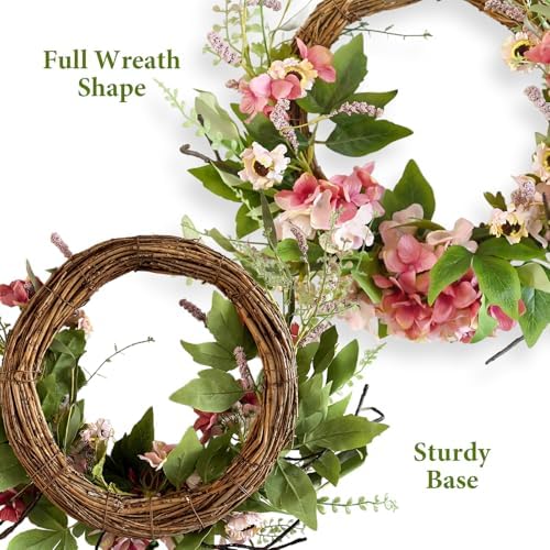 20 Inch Fall Wreath for Front Door Artificial Hydrangea Wreath - Image 3