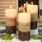 3x6 Pillar Candles Vanilla Cupcake Scented Immeiscent Aromatherapy Candles 60+ Hours Burn Long Lasting, Mottled Layered Candles for Home Scented SPA Restaurant Set of 3 by immeiscent