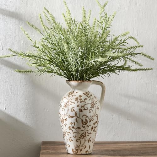 8.9 Inch Vintage Brown Chinoiserie Floral Vase, Antique Rustic Ceramic Vase for Home Decor, Living Room, Bookshelf, Office, Entryway, Garden, Chinoiserie Decor, Tuscan Decor - Image 5