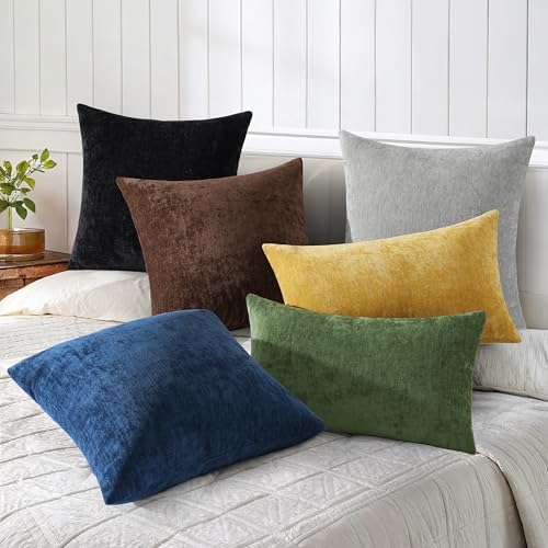 decorUhome Soft Chenille Reddish Brown Throw Pillow Covers 24X24 Set of 2 - Image 6