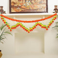 Desi Favors 5 Ft Marigold Jasmine Toran Toran Door Hanging Marigold Decorations for Pooja Bandhanwar Diwali Decorations for Door Mantle Indian Thoranam Decorations (Pack of 1) Yellow Orange & White by DesiFavors