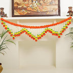 Desi Favors 5 Ft Marigold Jasmine Toran Toran Door Hanging Marigold Decorations for Pooja Bandhanwar Diwali Decorations for Door Mantle Indian Thoranam Decorations (Pack of 1) Yellow Orange & White by DesiFavors