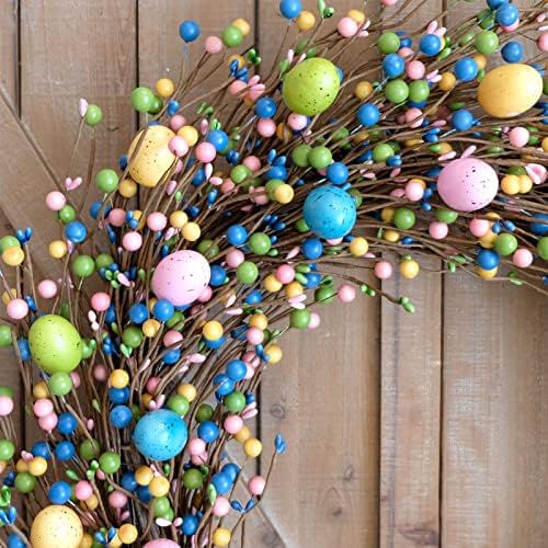 26 Inch Spring Easter Colorful Egg Wreath for Front Door, Colorful Home Decoration Easter Eggs and Berries Wreath for Indoor and Outdoor Use - Image 5