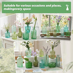 Colored Glass Vases Bulk 32 Pcs - Assorted Vintage Bud Vases for Wedding Centerpieces, Rustic Embossed Glass Bottles for Table Decor, Home Floral Arrangements with Green Series (2-6 Inch) - Image 6