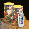 Santa Claus Flickering Flameless Candles Remote Control Candles Christmas Table Decorations for Dining Room Bedroom Home Indoor Table Festive Xmas LED Pillar Candles by WelcometoLuarisgur