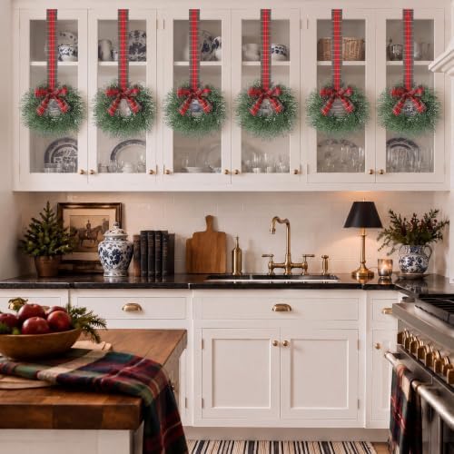 6 Pack 10 Inch Small Christmas Wreaths for Kitchen Cabinet - Image 3