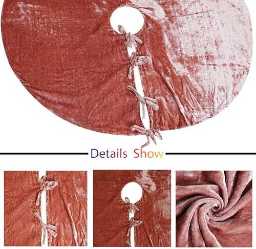 Sophia-Art Christmas Tree Skirt, Luxury Velvet Plush Skirt, Xmas Decoration Holiday Party Décor, Soft Velvet Home Décor Merry Christmas Party Christmas Tree Decorations (Rose,56 Inch) - Image 4