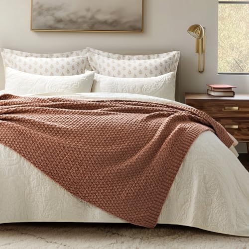 EVERGRACEHOME Chunky Chenille Knit Throw Blanket, 50 x 60, Terracotta Clay - Image 3