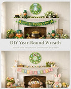 DDHS 23" Boxwood Wreaths Front Door, Artificial Spring Summer Wreath with Sash and Foldable, Green Year Round Indoor Outdoor for Farmhouse Fireplaces and Porches DIY St Patricks Day Decorations - Image 3