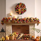 Valery Madelyn 24'' Collapsible Pre-Lit Fruits Fall Wreath for Front Door - Image 3