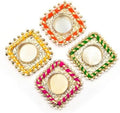 20 Pcs Assorted Decorative Square Tea Light Candle Holders Multicolor Traditional Handmade Diya for Pooja, Diwali, Festival Decoration by IndiaGiftHub
