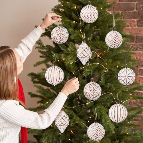 16Pcs Vintage Rustic Christmas Ball Ornaments - Large Shatterproof Neutral Christmas Ornaments Set Farmhouse Christmas Decor for Xmas Tree Home Party Holiday (Bronze) - Image 6