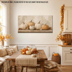 WAXWHELK Pumpkin Fall Canvas Wall Art Beige Neutral Autumn Painting Pictures Rustic Farmhouse Thanksgiving Home Decor Artwork for Living Room Bedroom (20"x40") - Image 3