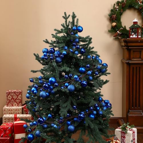 2 Pcs 6 ft Christmas Ball Ornament Garland, Navy Blue - Image 3