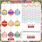 Soulchen Vintage Christmas Tree Ornaments Set 2.36 Inch Retro Striped Ball - Image 2