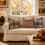 MIULEE Fall Plaid Decorative Pillow Covers Set of 2 16x16 Orange - Image 3