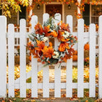 Fall Decor Wreaths for Front Door, 20 Inch Autumn Wreath with Pumpkins - Image 6