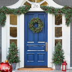 Balsam Hill Outdoor Winter Evergreen Christmas Wreath - Timeless Cheer Front Door Wreath with Cedar & Fir Foliage & Battery-Operated LED Clear Lights, 34" - Image 2