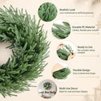 Yaheetech 26" Norfolk Pine Wreath Real Touch Xmas Wreath for Front Door - Image 4