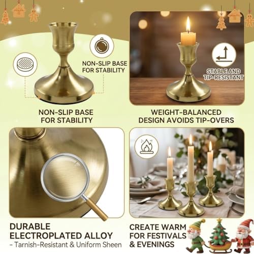 Gold Wine Glass Metal Candlestick Holders -Vintage Modern Metal Taper Candle Holders, Decorative Centerpiece for Table Mantel, Wedding Kitchen Home Decor, Wedding Gift,30Pcs - Image 6