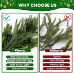6FT Christmas Garlands Norfolk Pine Garland with 50 LED Lights, Real Touch Artificial Faux Greenery Garland, Realistic Pine Garlands for Table, Mantle, Indoor, Outdoor Christmas Decorations - Image 6
