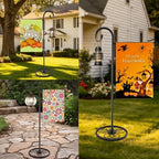 53" Heavy Duty Garden Flag Stand & Shepherds Hook, Scrollwork Anti-Tip Base - Image 7