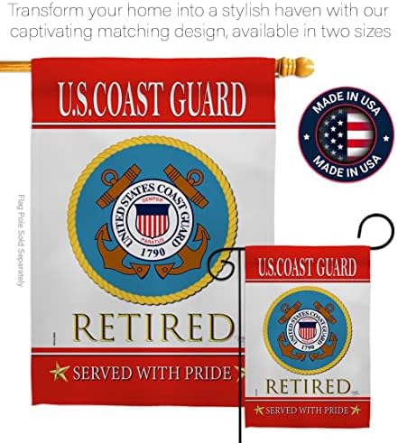 US Coast Guard Retired Garden Flag - Set with Stand Armed Forces USCG Semper Paratus United State American Military Veteran Retire Official - House Banner Small Yard Gift Double-Sided 13 X 18.5 - Image 4