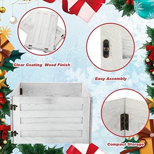 Macarrie Wood Christmas Tree Collar Box, Stand Cover, White, 22 x 12 Inch - Image 4