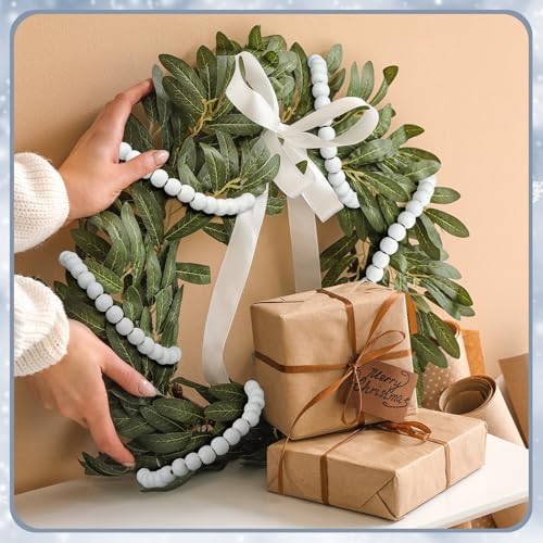 Giegxin 2 Pcs Wood White Christmas Bead Garland 66 Feet in Total Farmhouse - Image 6