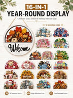 Interchangeable Welcome Sign for Front Door with 16 Seasonal Pieces - Image 2