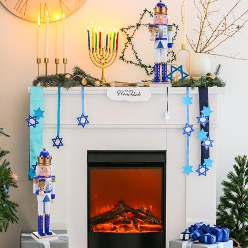 Blosssound 16" Hanukkah Nutcracker Decoration Wooden Jewish Figure, Menorah - Image 5