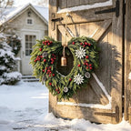 24 Inch Christmas Wreath for Front Door - Artificial Cedar Winter Wreath with Golden Bell, Pinecones & Red Berries, Farmhouse Holiday Wreath for Indoor Outdoor Christmas Decorations - Image 2