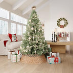 ELYKEN 33 Inch Woven Rattan Christmas Tree Collar, Stylish Seagrass & Water Hyacinth Xmas Tree Skirt for Artificial Trees, Wicker Tree Base Cover with Cord Cut-Out Farmhouse Tree Ring for Home Decor - Image 7
