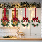 Crowye 18 Pcs Mini Christmas Wreaths Kitchen Cabinet Door, Red and Black - Image 4