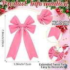 24 Pcs Valentine's Day Decoration Pink Velvet Bows 5 x 7.9 Inch Valentine Ribbon Wreath Bow Bulk Romantic Crafts for Garland Home Decor Wedding Outdoor Indoor Decor(Pink Color) - Image 2