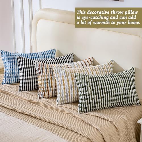 AmHoo Set of 2 Boho Chenille Pillow Cover Decorative Tufted Pillowcase for Couch Bed Sofa Bedroom Living Room Modern 12 x 20-Inch Brown - Image 5