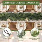 SHareconn 5.9FT Artificial Christmas Cedar Garland Decoration, Realistic Faux Cypress Greenery Garland for Winter Mantle Table Stairs Railing Fireplace Holiday Indoor Outdoor Decor, 5.9 FT - Image 2