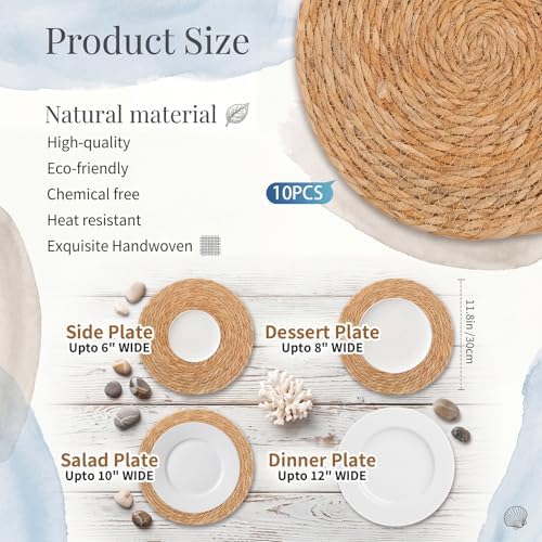 11 Pcs Fishnet Table Runner and Woven Jute Round Placemats Set - Image 3