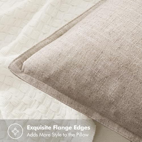MIULEE Decorative Linen Pillow Covers 20x20 Inch Natural Linen - Image 2